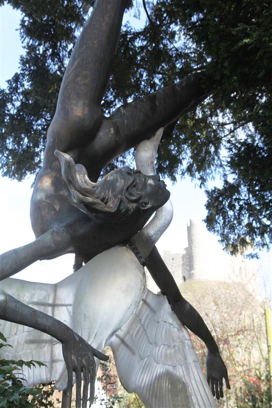 A monumental bronze and phenolic sculpture; Leda and the Swan, by Gerry Downes H. 5m. W. 2.6m approx.